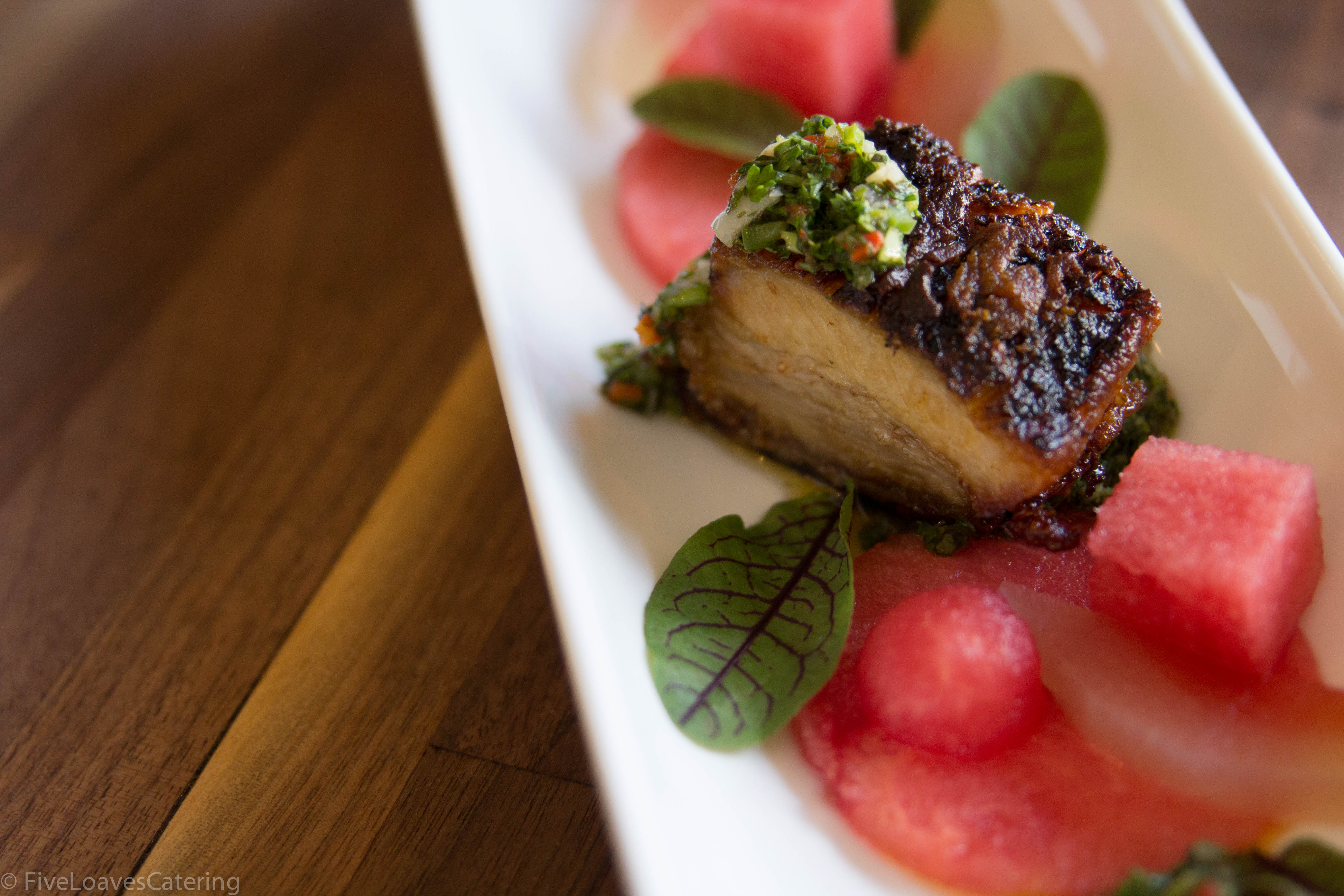 Pork Belly Watermelon, Pickled Rind, Chimichurri